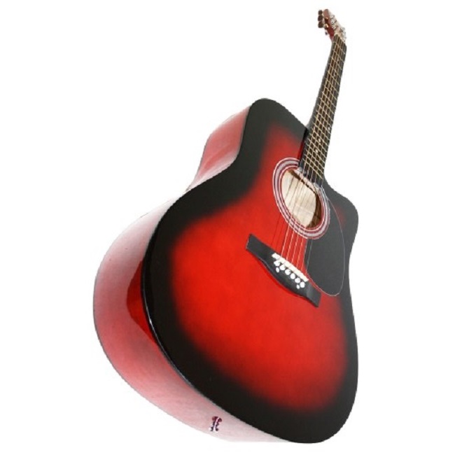 Chitara klausstech clasica din lemn, design compact si culoare rosu/negru